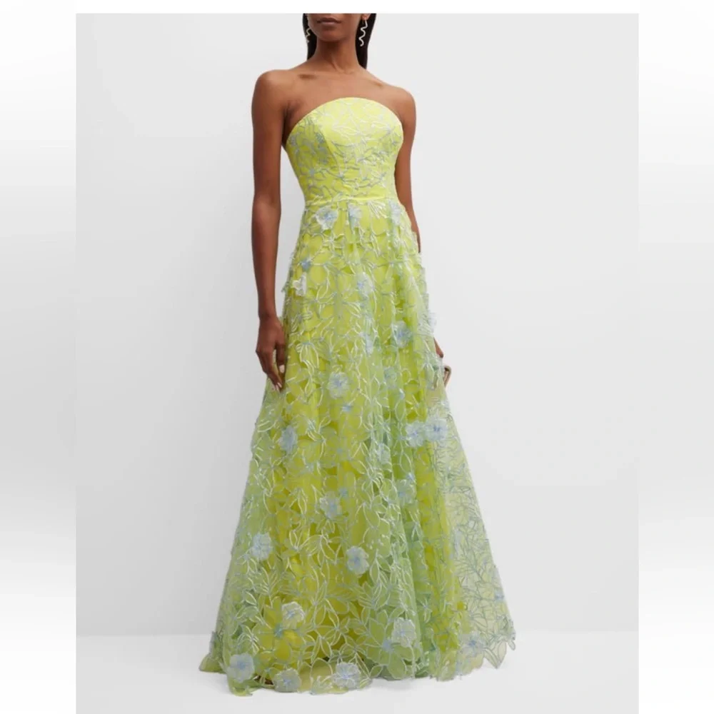 Marchesa Notte Strapless Floral Dress - Picture 1 of 4